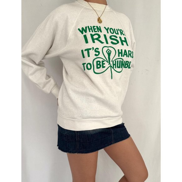 90s vintage proud irish st patricks day humor quote graphic pullover sweatshirt - Picture 6 of 9